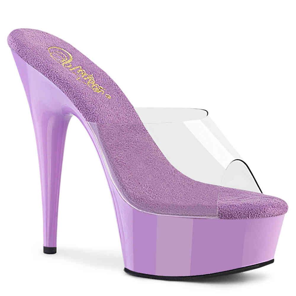 Pleaser - DELIGHT601 Pantoletten mit Absatz - Lila/Transparent Product image